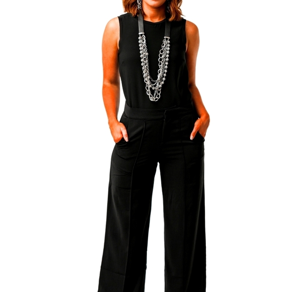 Necklace Zi Collection Statement Gun Metal and Leather Arlingto